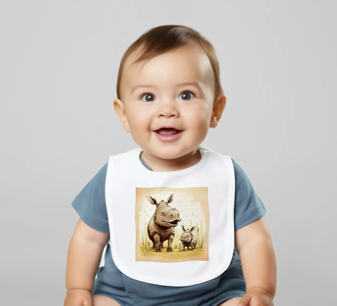 Retro Rhino Duo bavaglino da Funny Animals