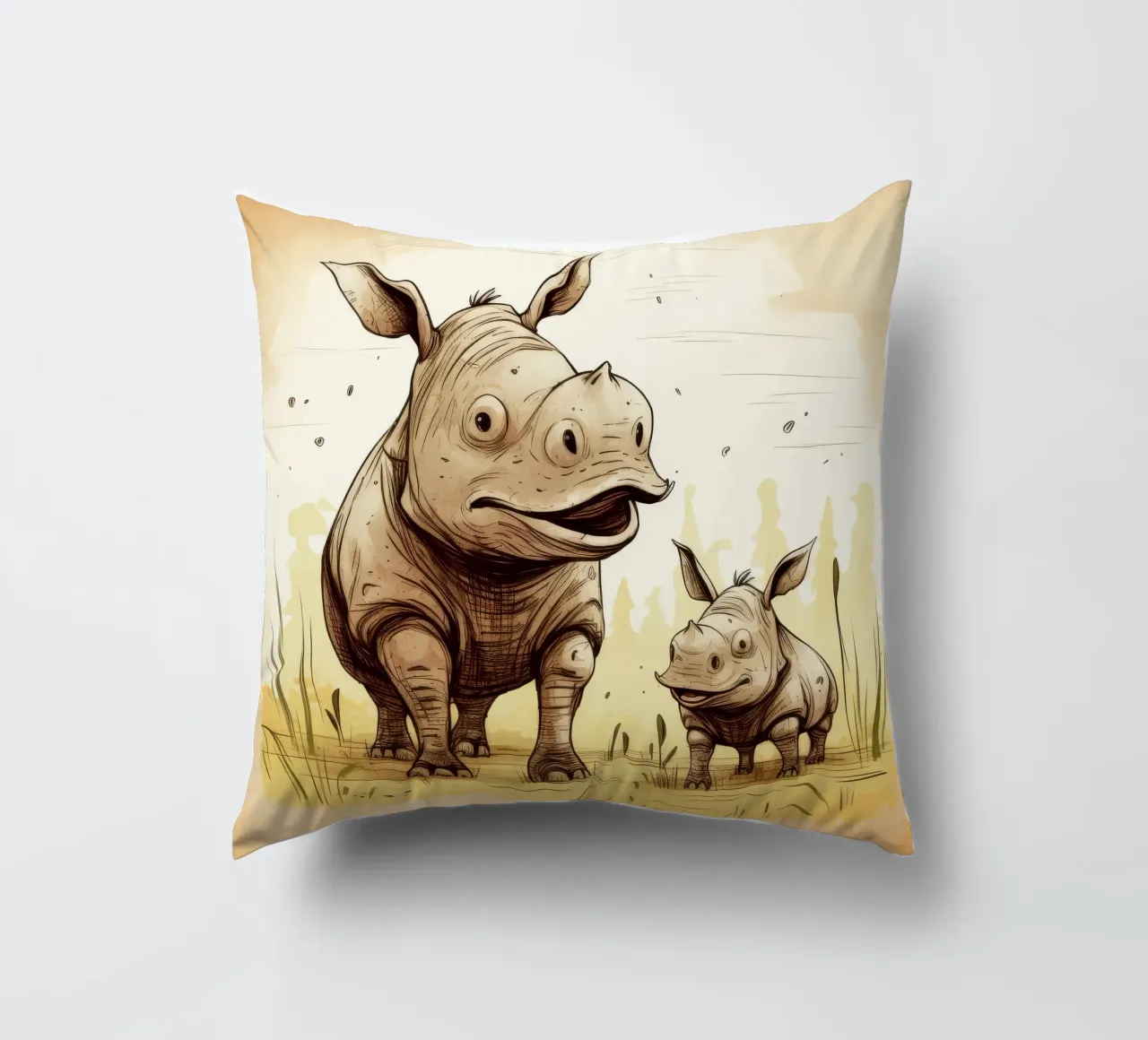 Retro Rhino Duo cuscino da Funny Animals