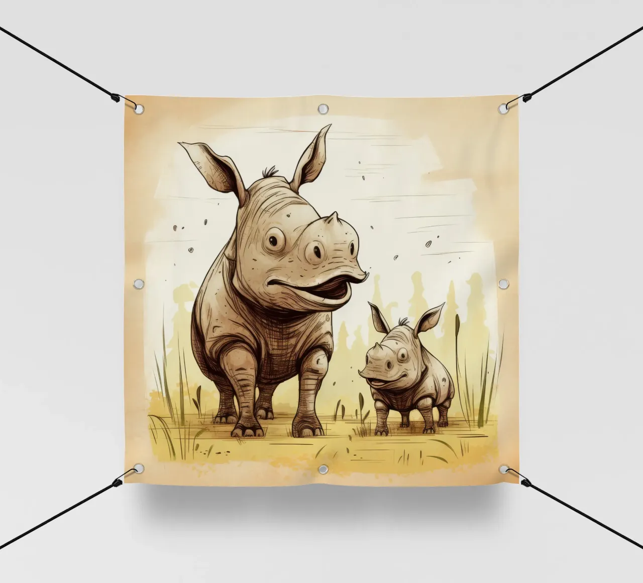 Retro Rhino Duo telo in pvc da Funny Animals