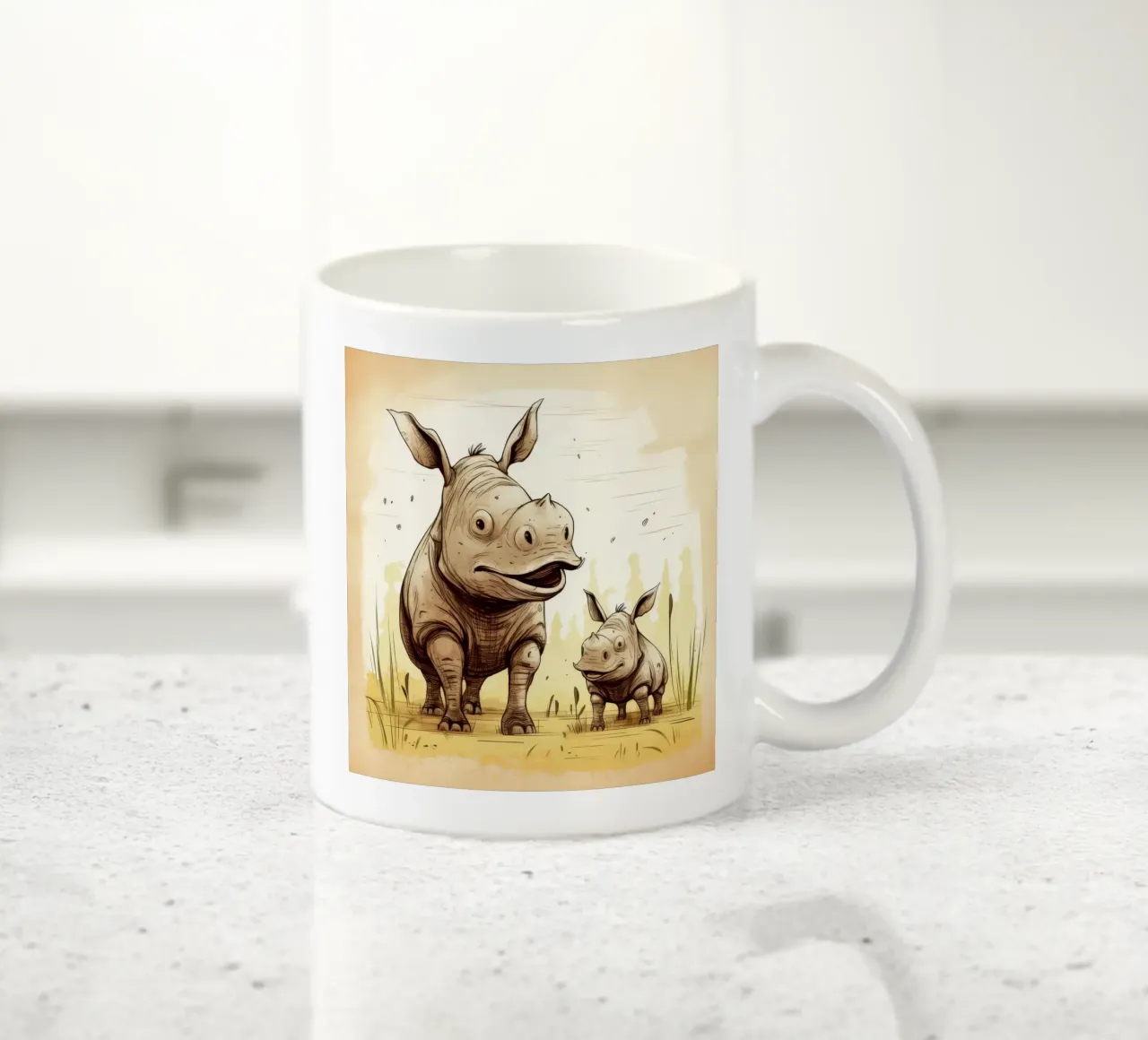 Retro Rhino Duo tazza in ceramica da Funny Animals