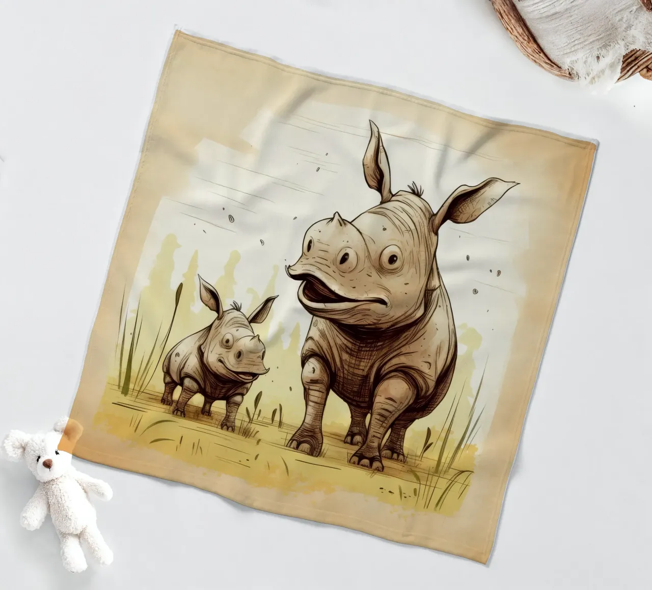 Retro Rhino Duo coperta in pile da Funny Animals