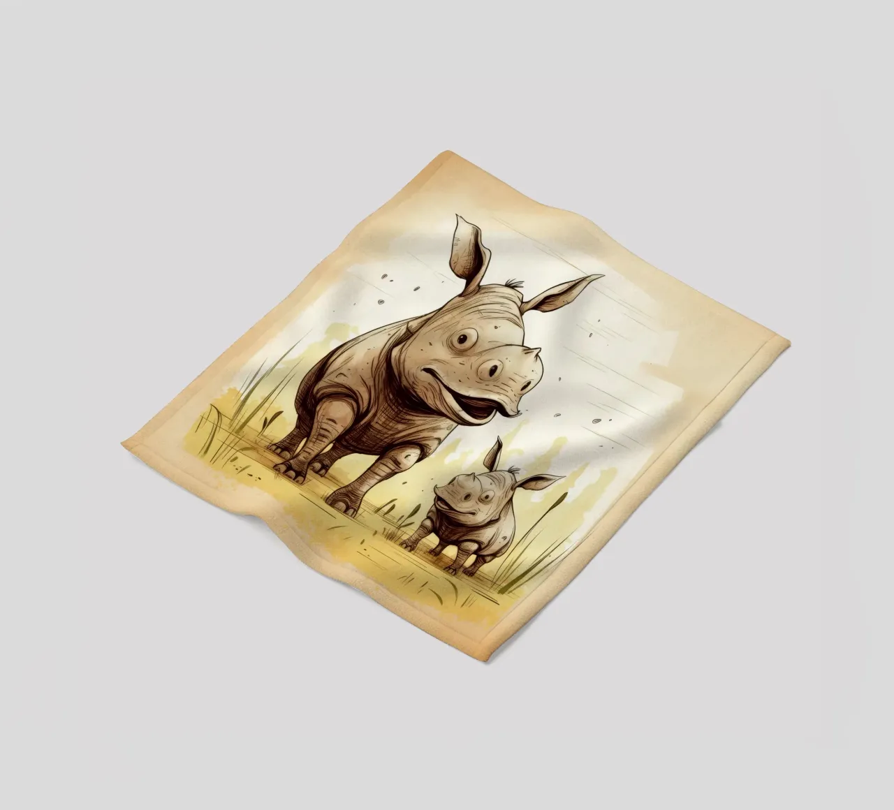 Retro Rhino Duo coperta in pile da Funny Animals