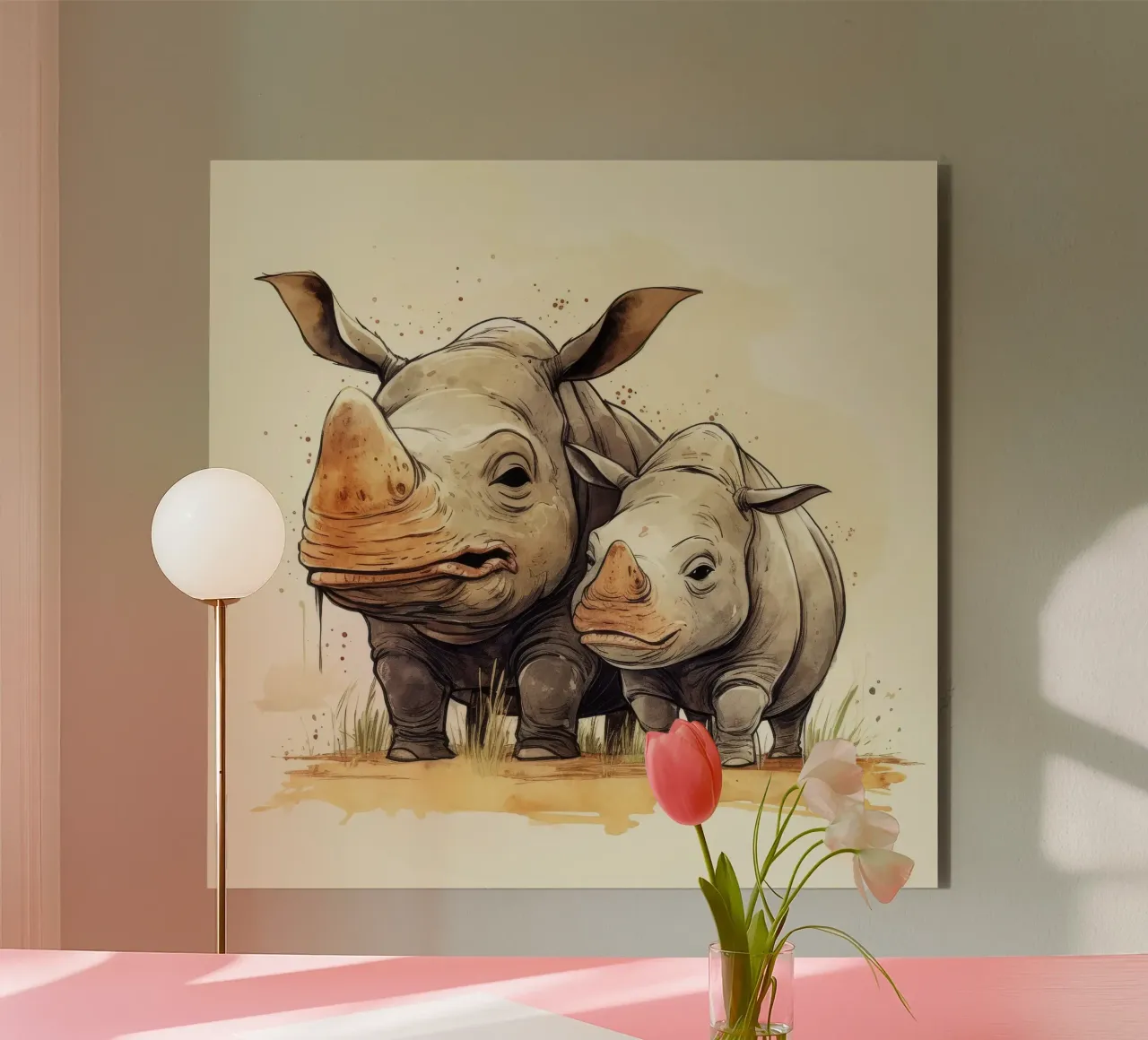 Retro Rhino Duo alluminio dibond da Funny Animals