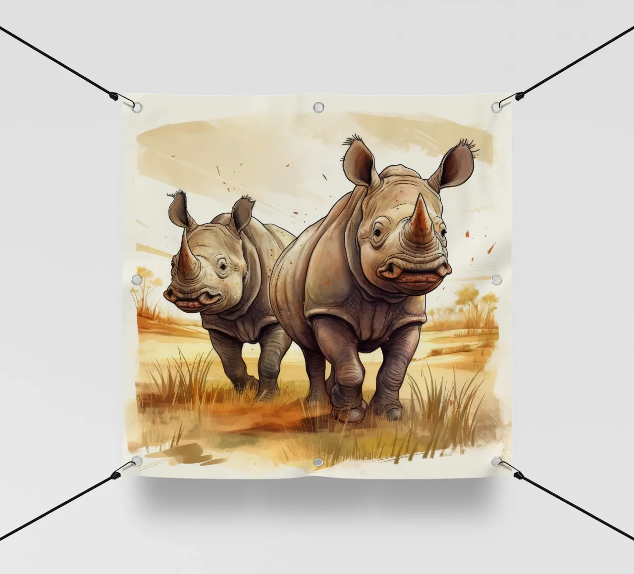 Retro Rhino Duo telo in pvc da Funny Animals