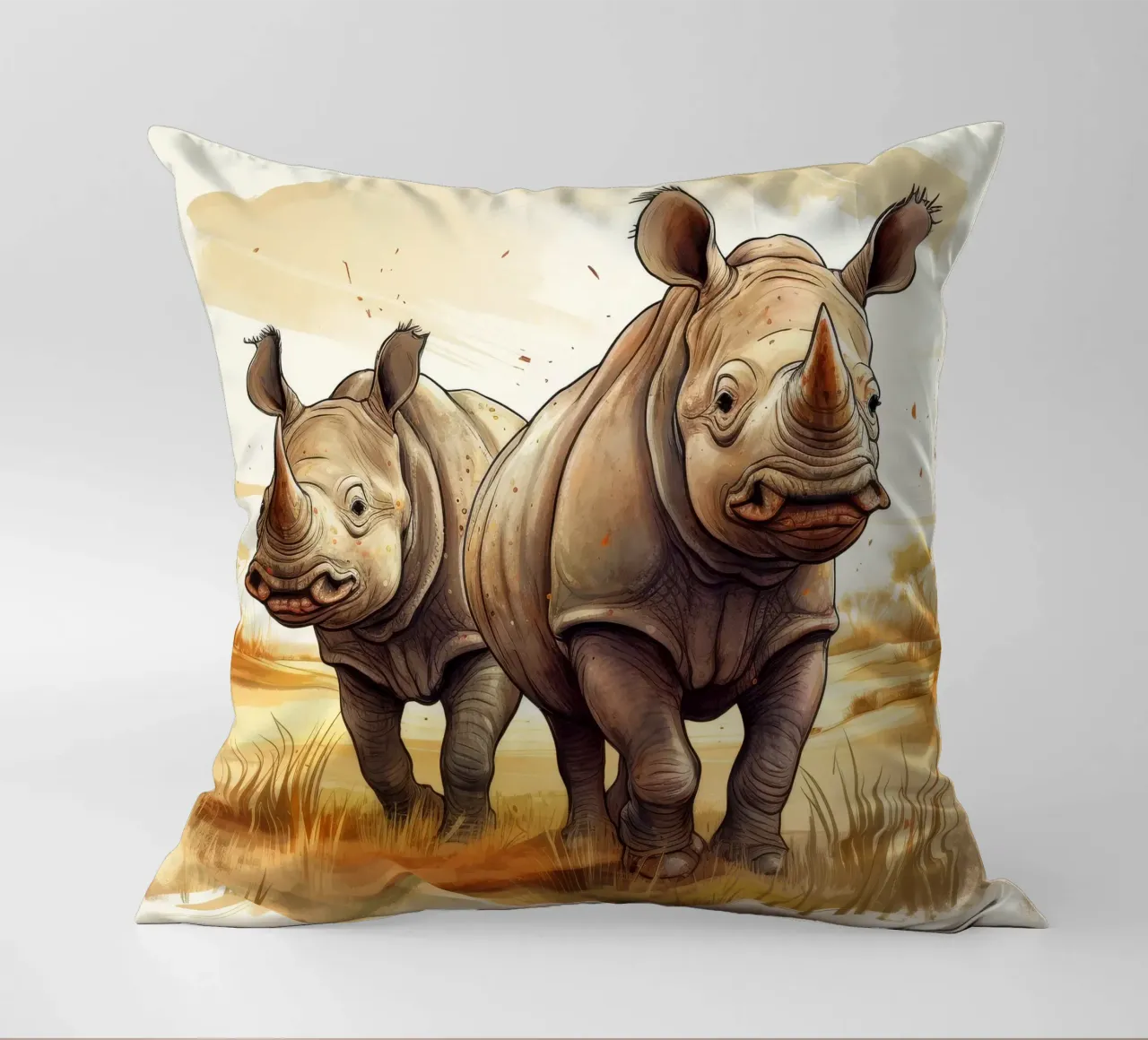 Retro Rhino Duo cuscino da Funny Animals