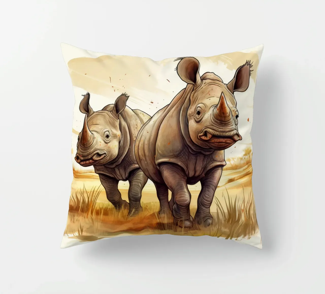 Retro Rhino Duo cuscino da Funny Animals
