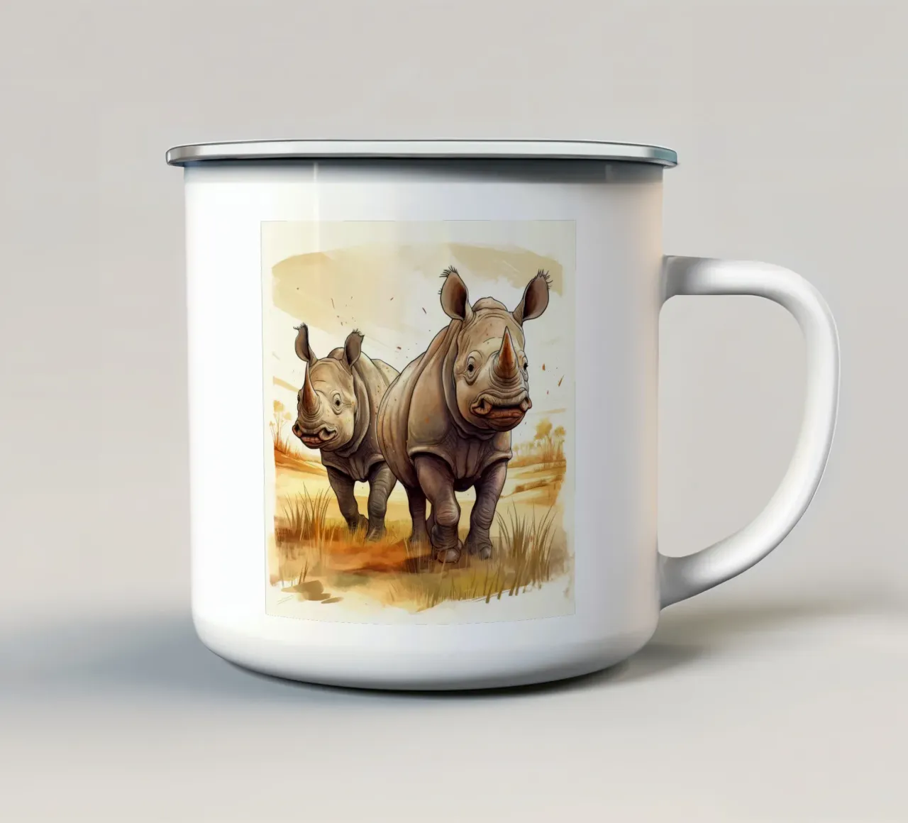 Retro Rhino Duo tazza in smalto da Funny Animals