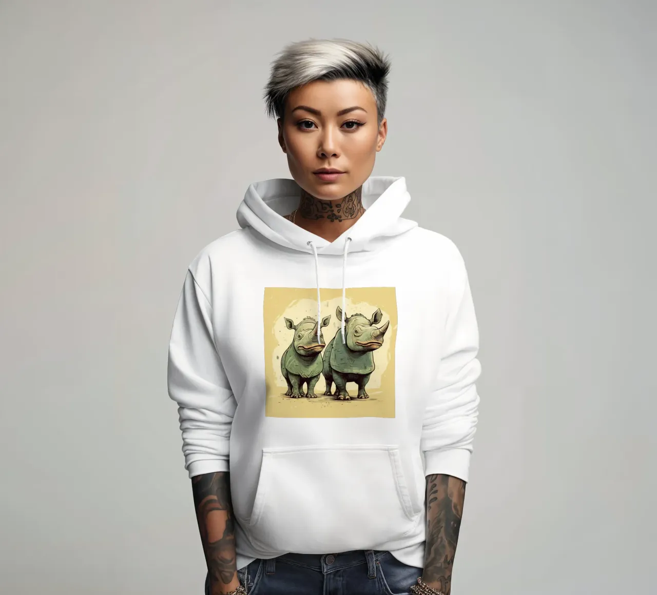 Retro Rhino Duo felpa con cappuccio da Funny Animals