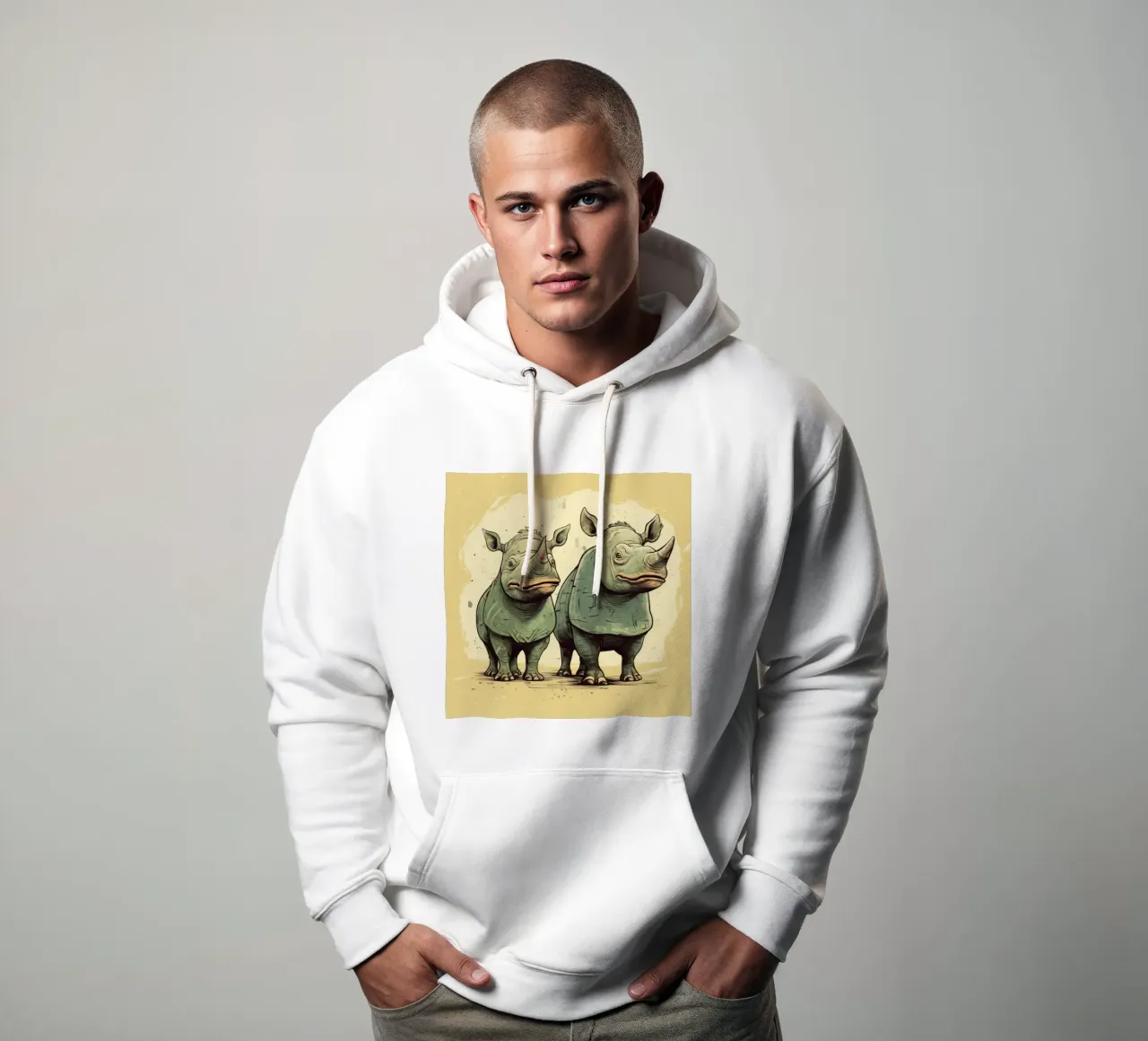 Retro Rhino Duo felpa con cappuccio da Funny Animals