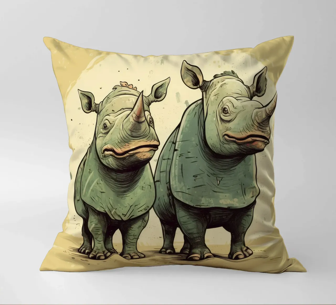 Retro Rhino Duo cuscino da Funny Animals