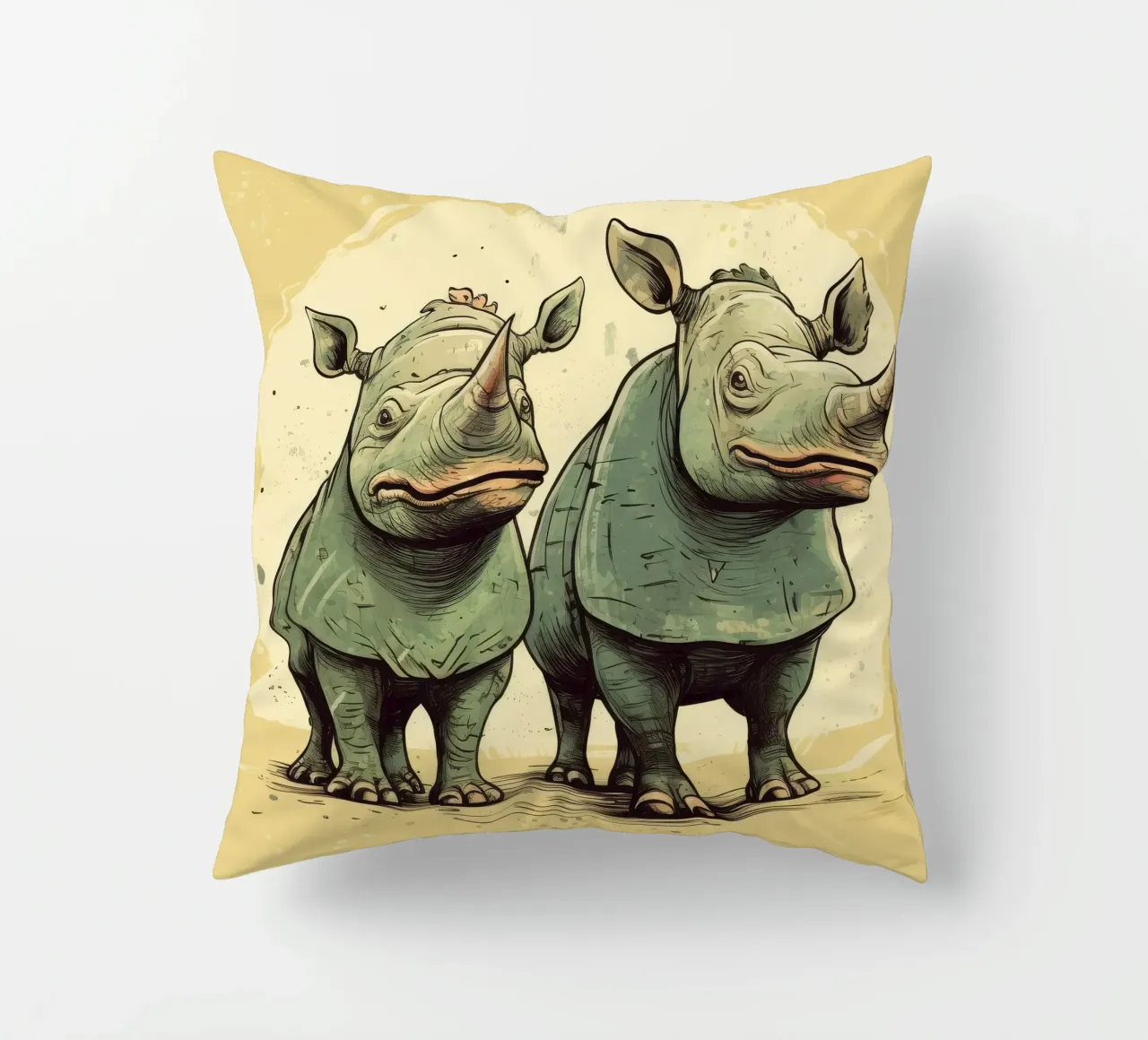 Retro Rhino Duo cuscino da Funny Animals
