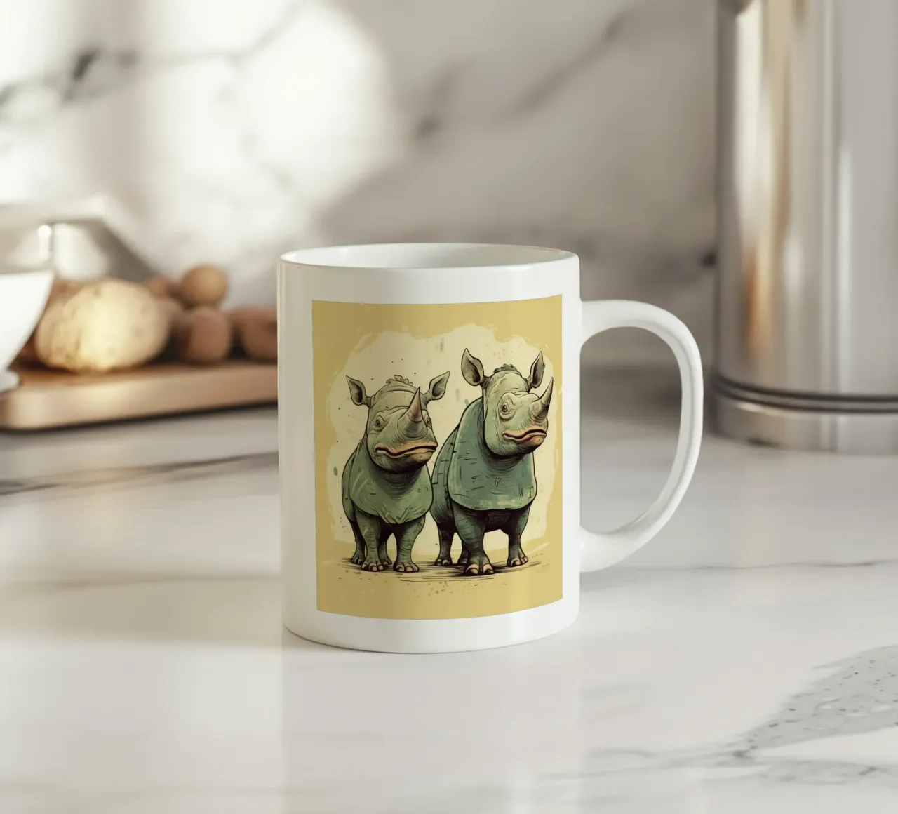 Retro Rhino Duo tazza in ceramica da Funny Animals
