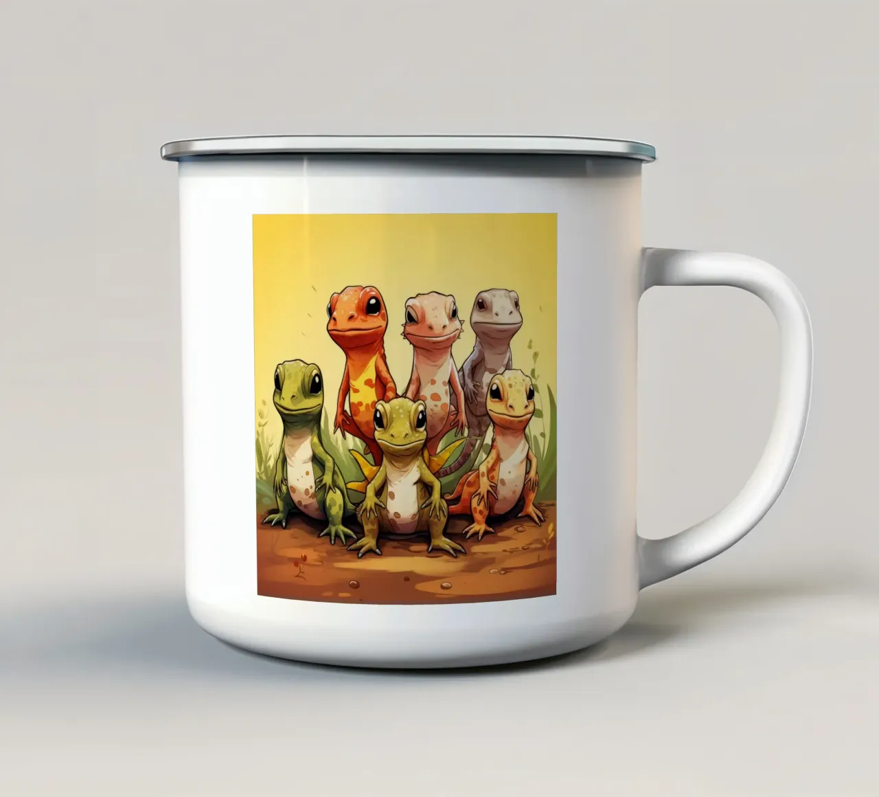 Gang di salamandre retrò tazza in smalto da Funny Animals