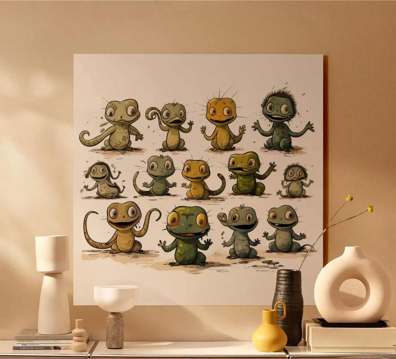 Gang di salamandre retrò alluminio dibond da Funny Animals