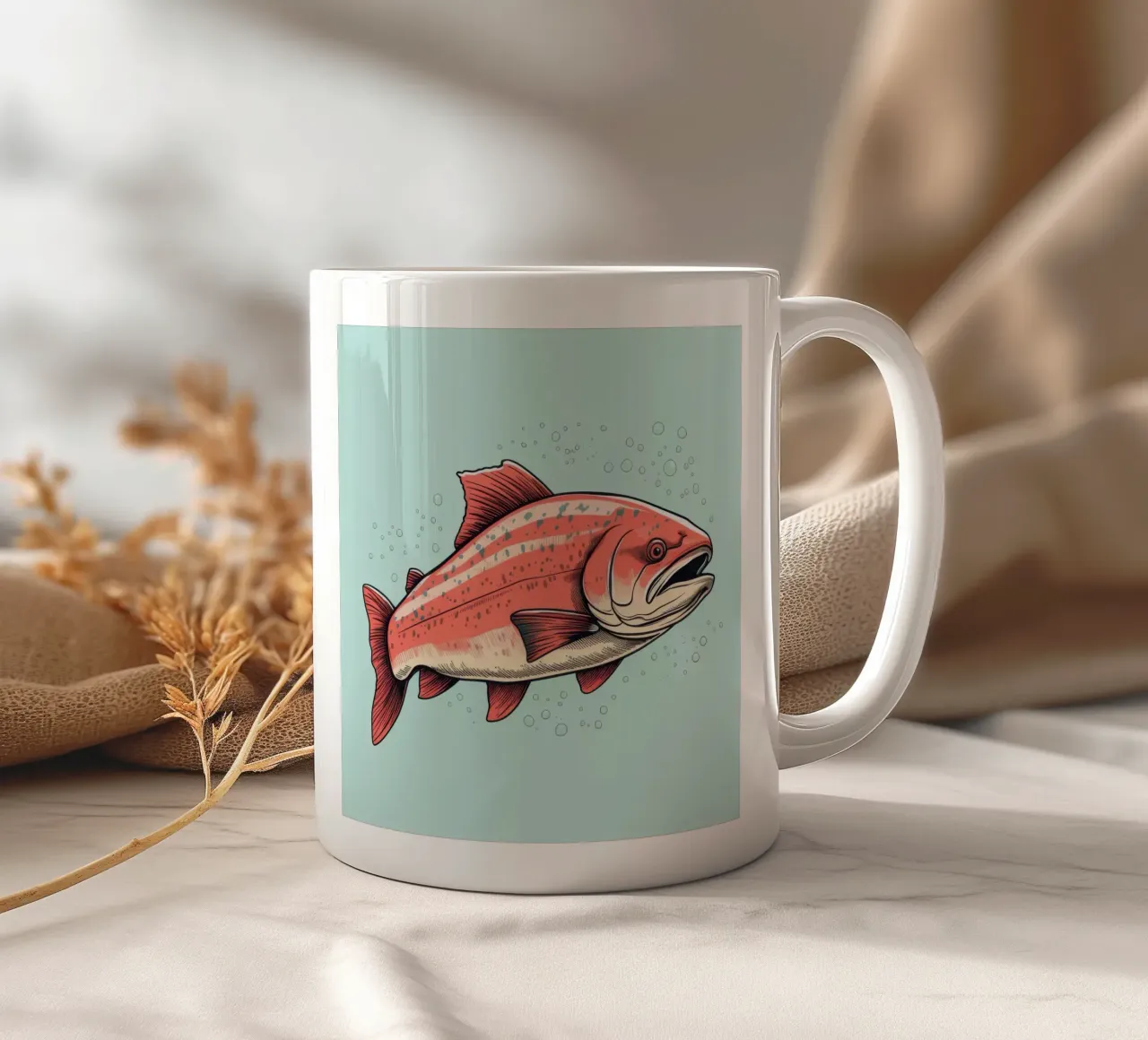 Salmone retrò tazza in ceramica da Funny Animals