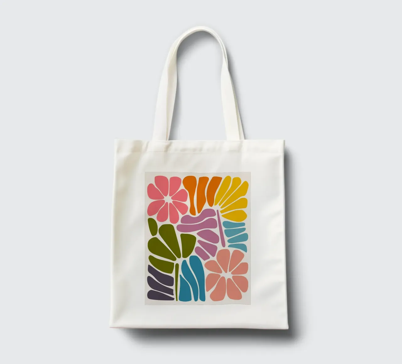 Kleurrijke Abstracte Botanische - Matisse geïnspireerde Knipselkunst jute draagtas van E Cannon