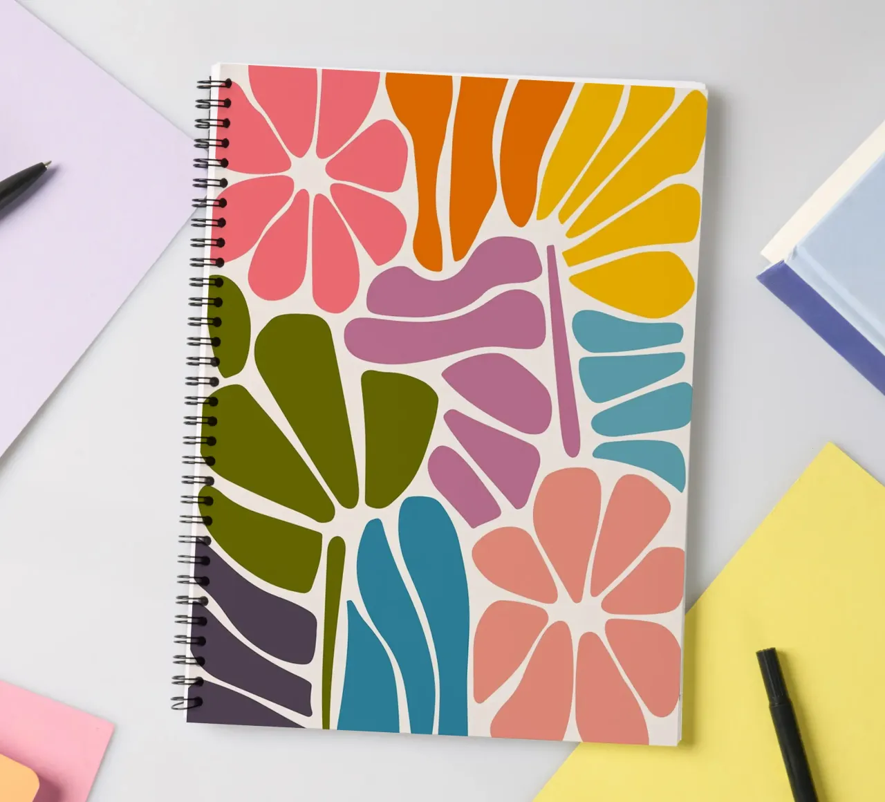 Botanique abstraite colorée - Art découpé inspiré de Matisse carnet à spirale de E Cannon