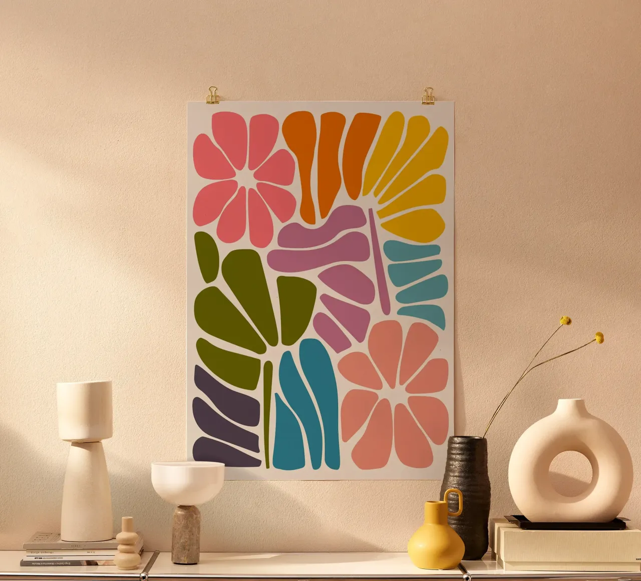 Bunte abstrakte botanische - Matisse inspiriert Ausschnitt Kunst Poster von E Cannon