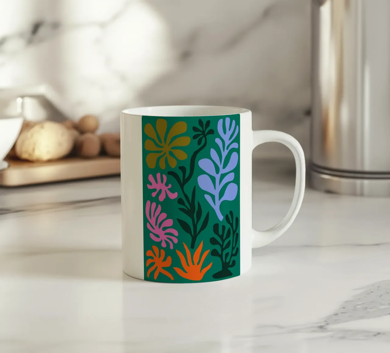Levendig Abstract Botanisch - Geïnspireerd door Matisse keramische mok van E Cannon