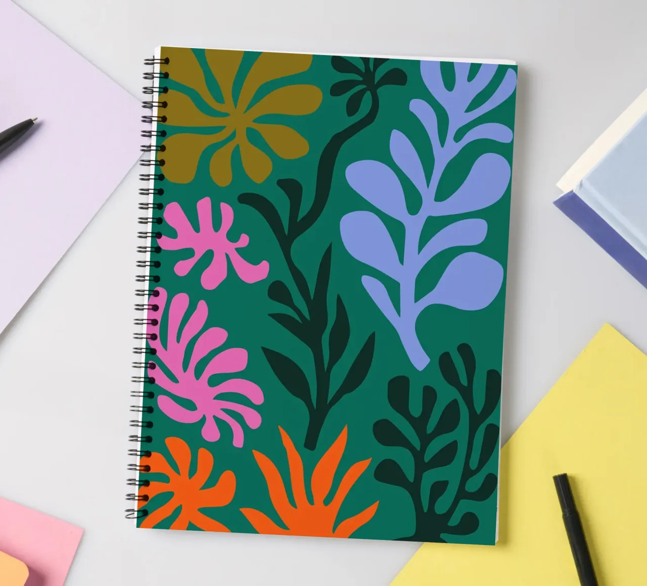 Vibrant Abstract Botanical – Matisse Inspired spiral notebook by E Cannon