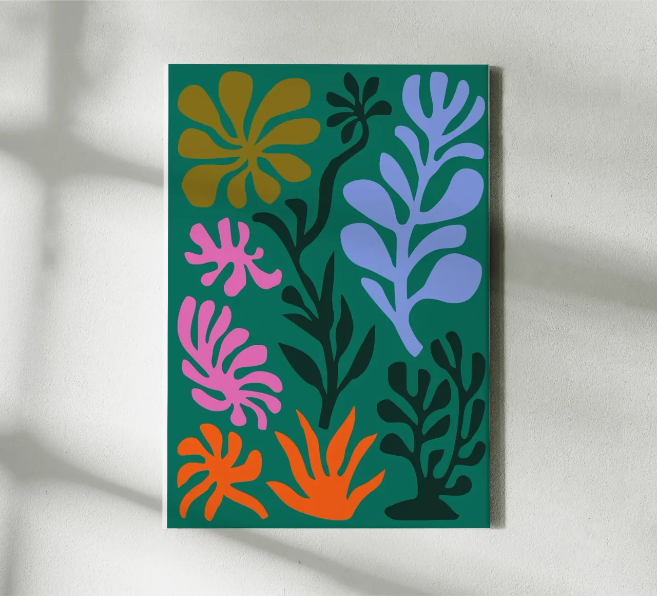 Levendig Abstract Botanisch - Geïnspireerd door Matisse canvas met Baklijst van E Cannon