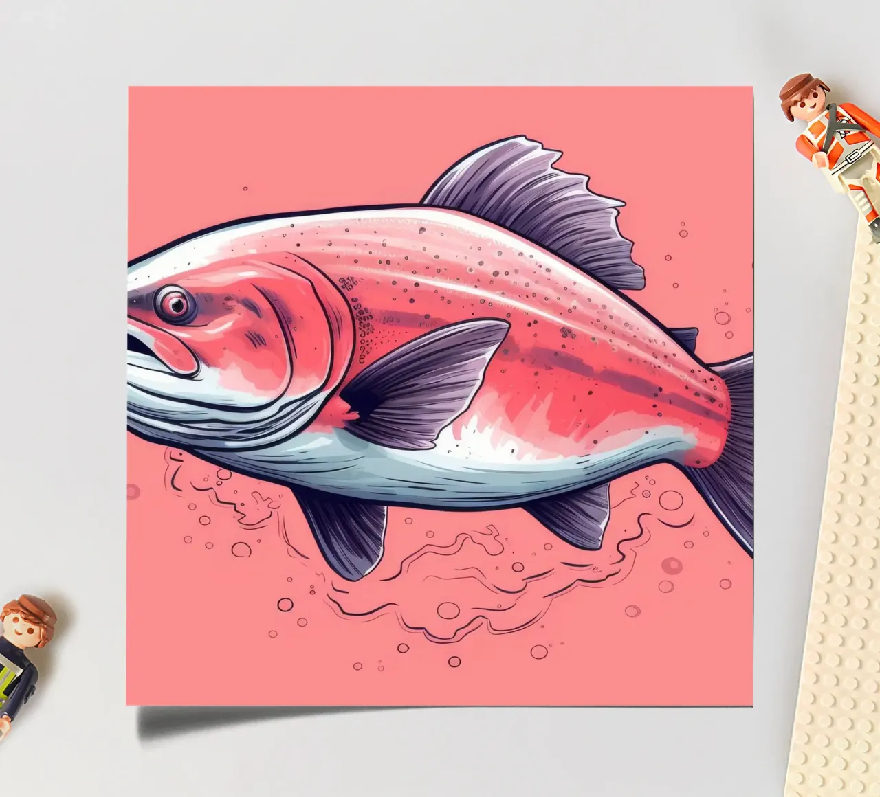 Retro-Lachs Stickerbogen von Funny Animals