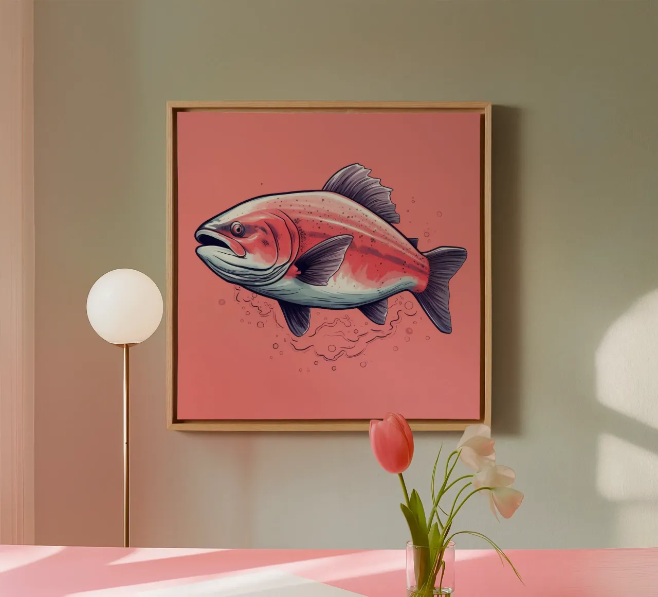 Retro Zalm canvas van Funny Animals