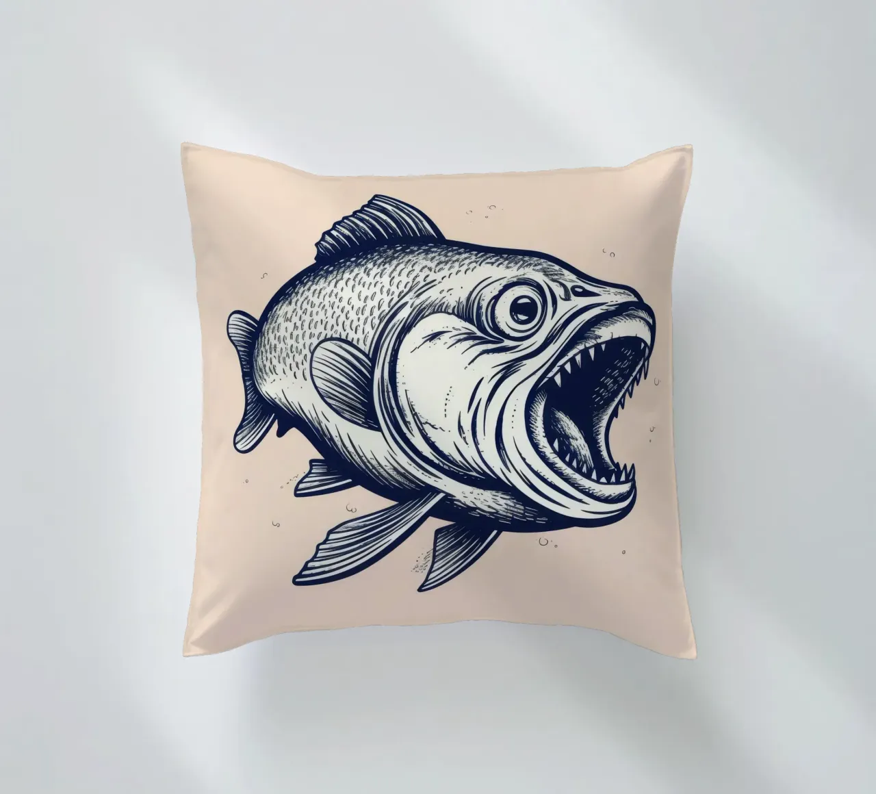 Retro Salmon decorative cushion by Funny Animals