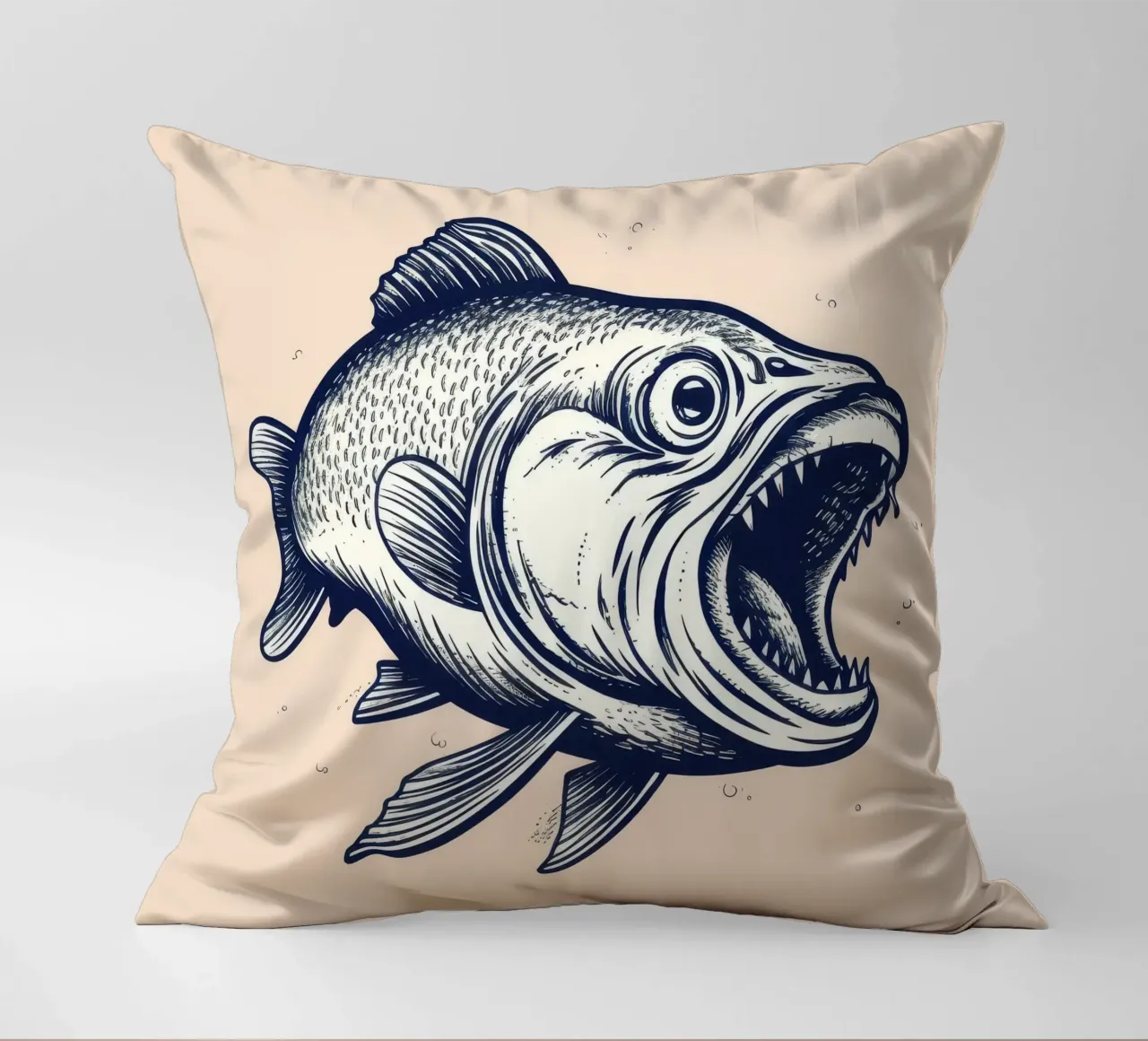 Retro Salmon decorative cushion by Funny Animals