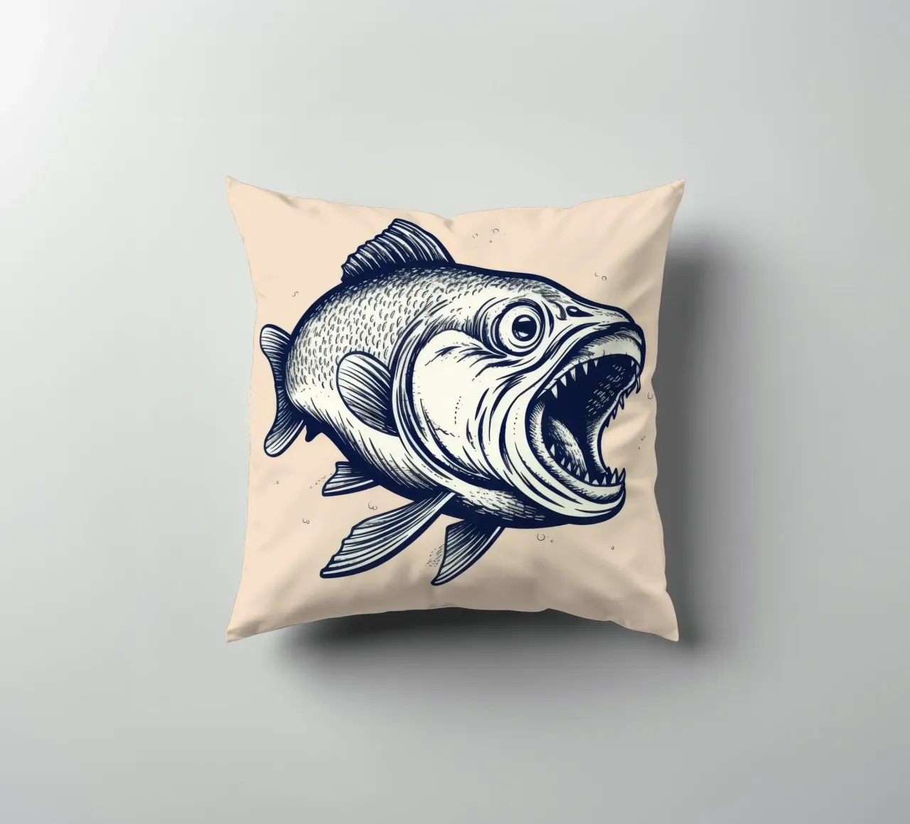 Retro Salmon decorative cushion by Funny Animals