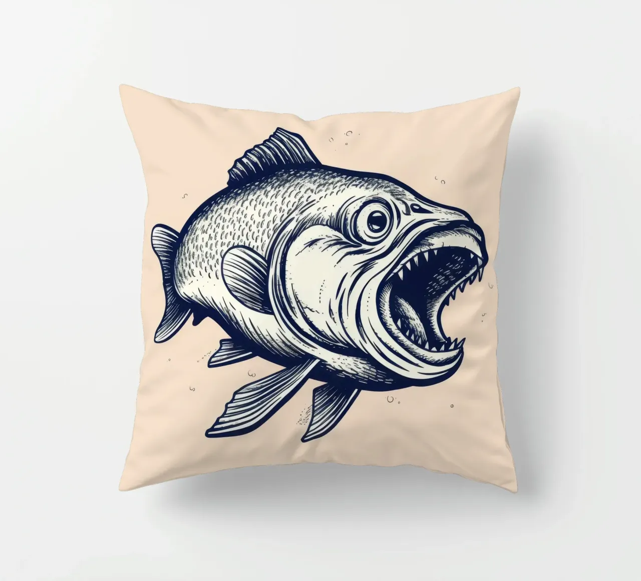 Retro Salmon decorative cushion by Funny Animals