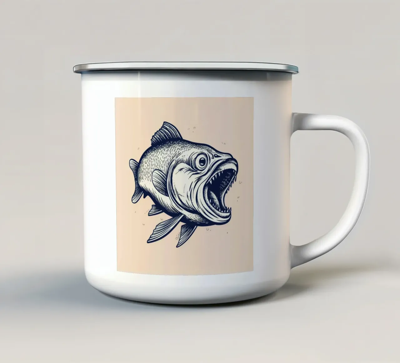 Salmone retrò tazza in smalto da Funny Animals