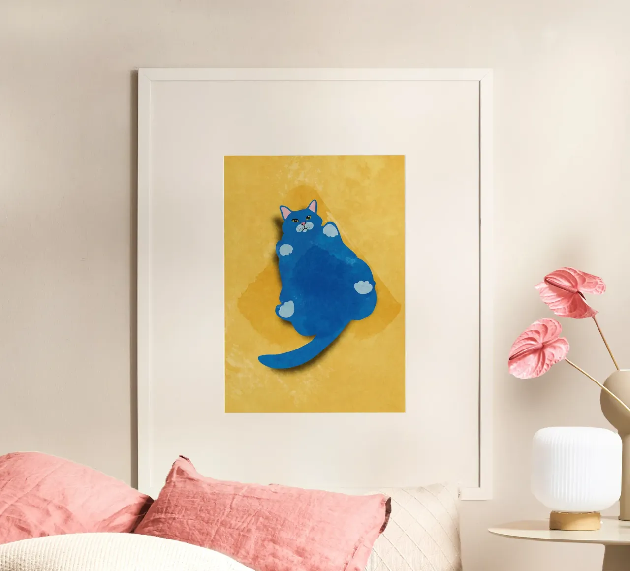 Gatto grasso poster con telaio in plastica da maluniq