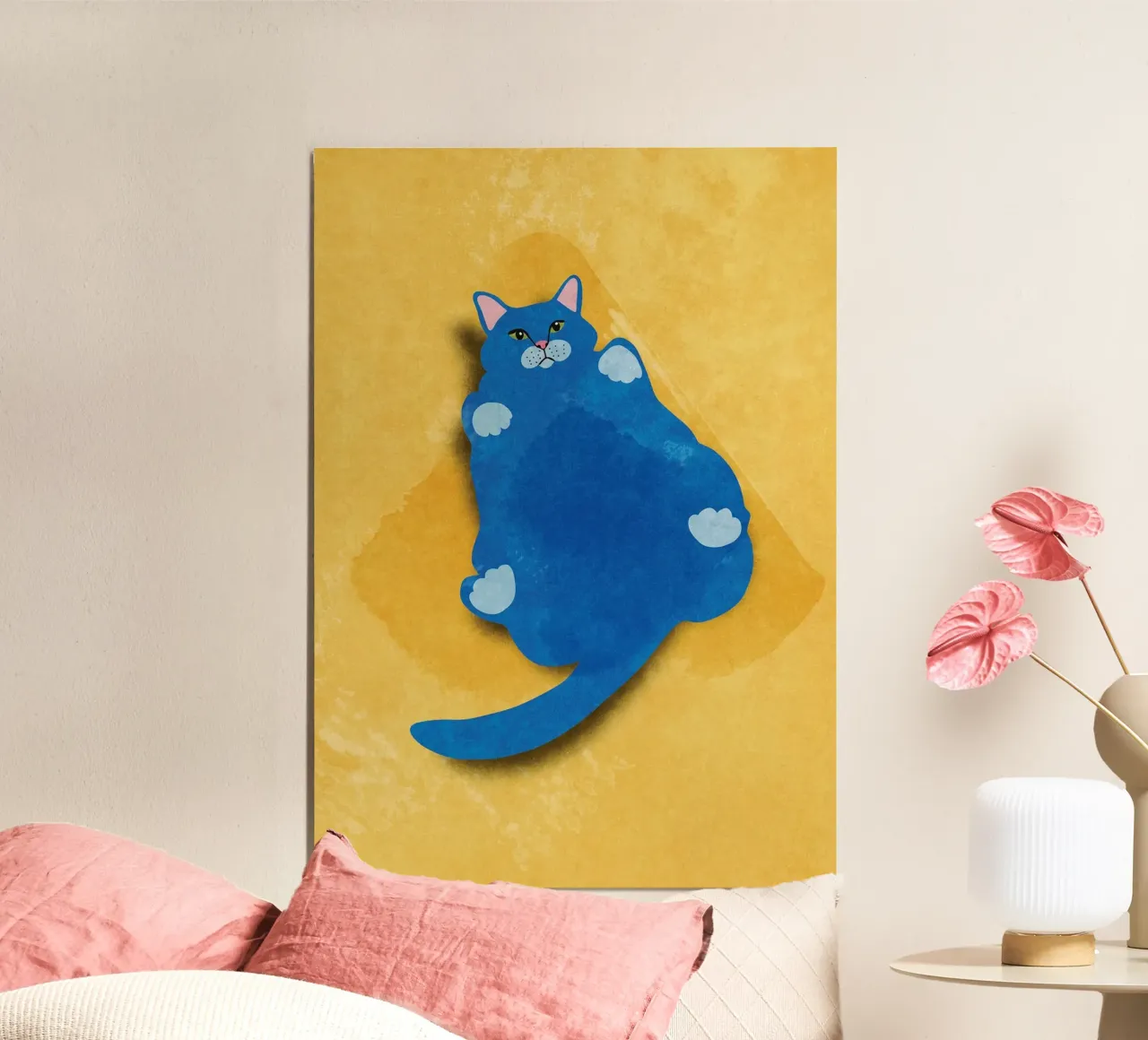 Gatto grasso poster con telaio in plastica da maluniq