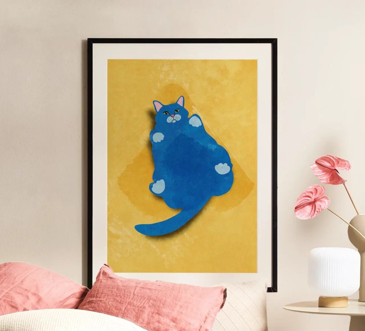 Gatto grasso poster con telaio in plastica da maluniq
