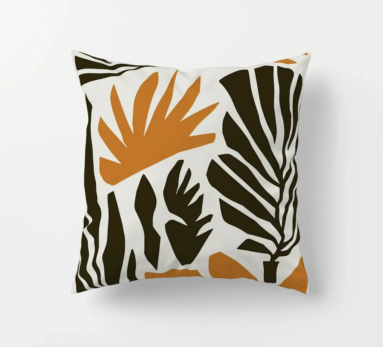 Bold Tropical Abstract Leaf in Earthy Tones decorative cushion by E Cannon