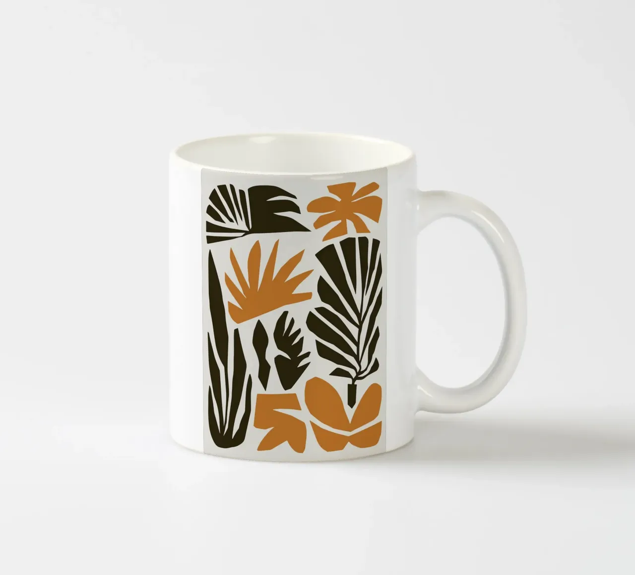 Kühnes tropisches abstraktes Blatt in erdigen Tönen Keramik Tasse von E Cannon