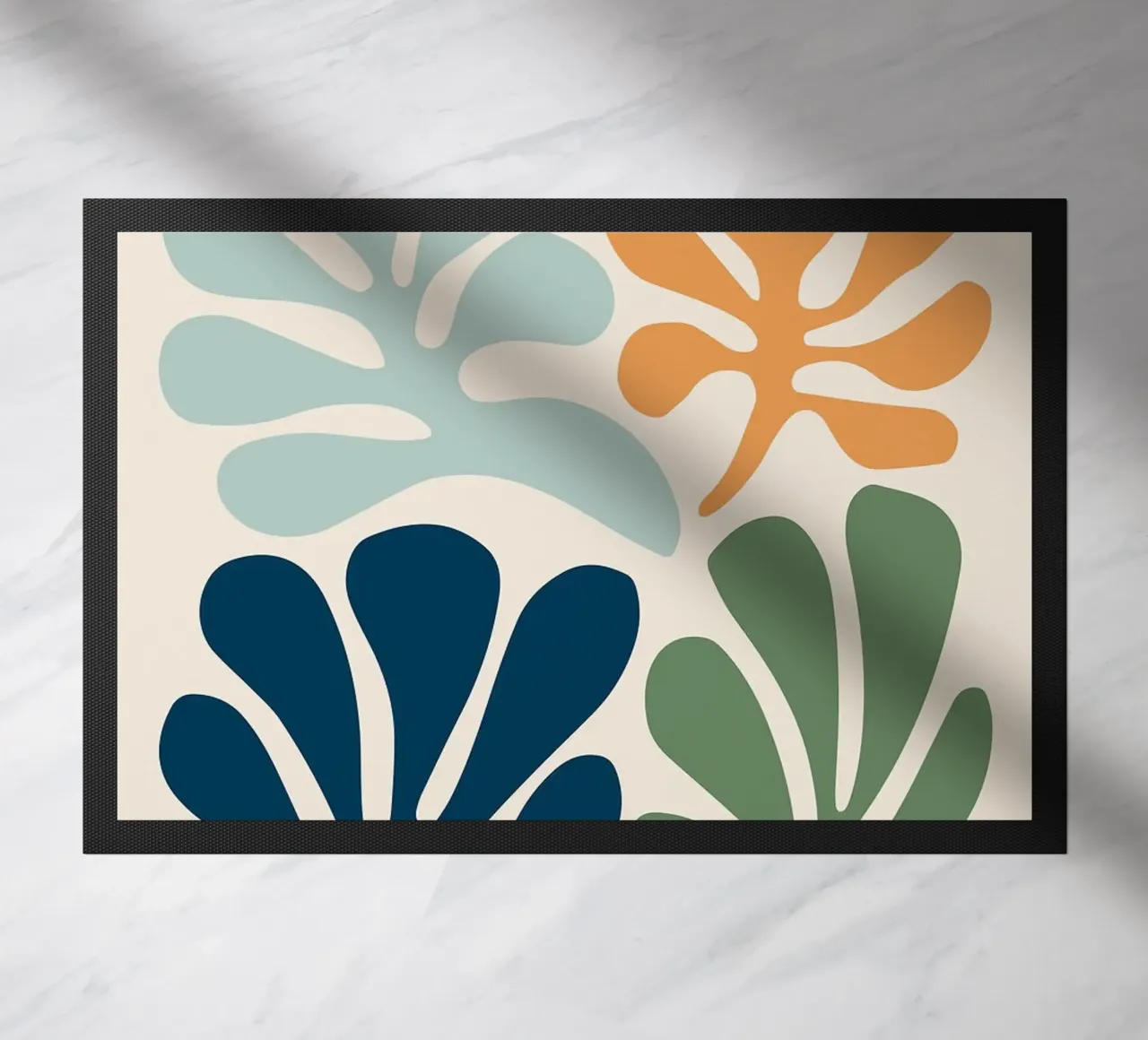 Collage botanico moderno di metà secolo nei toni della terra zerbino da E Cannon