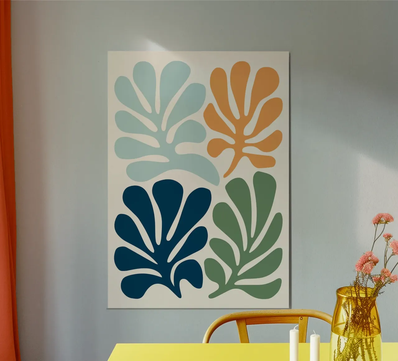 Mid-Century Modern Botanical Collage in Earthy Tones alu-dibond by E Cannon