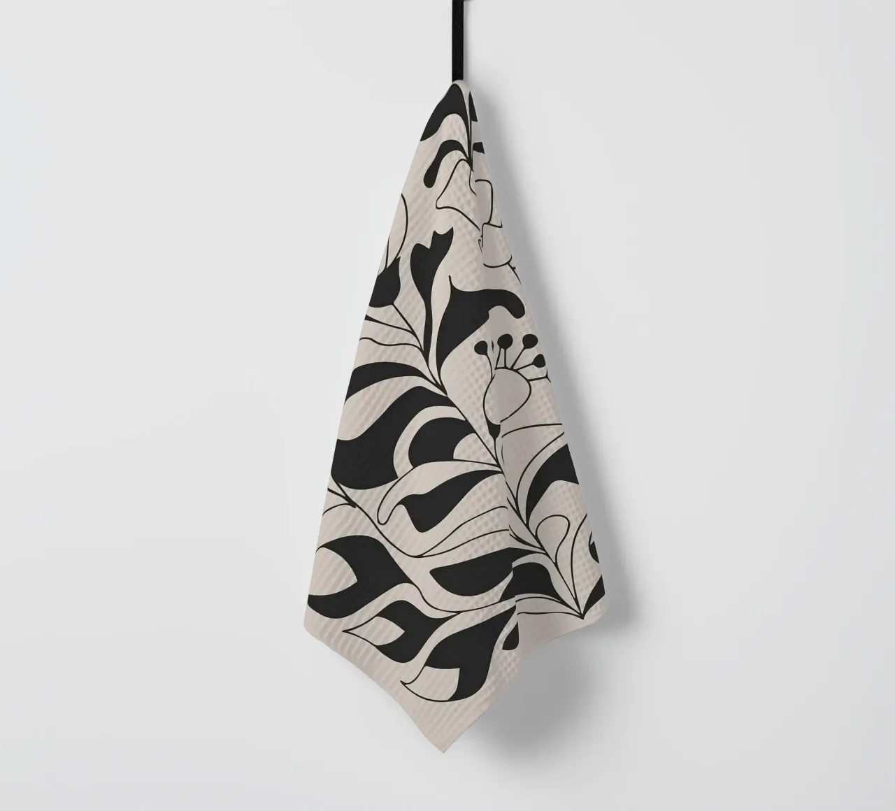 Arte floreale in bianco e nero canovaccio da cucina da E Cannon