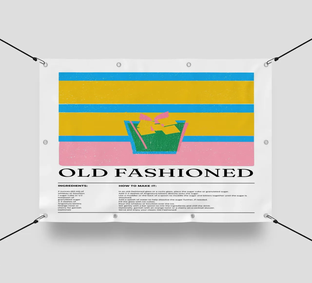 Old Fashioned Cocktail Recipe pvc cover by E Cannon