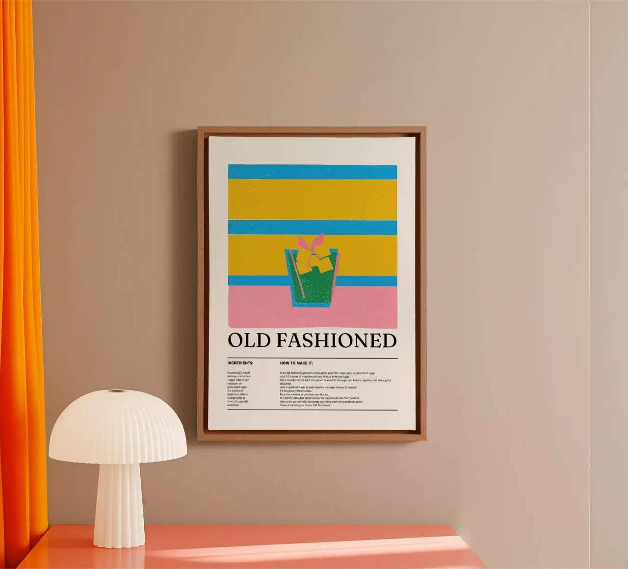 Old Fashioned Cocktail Recipe canvas with Floater frame by E Cannon