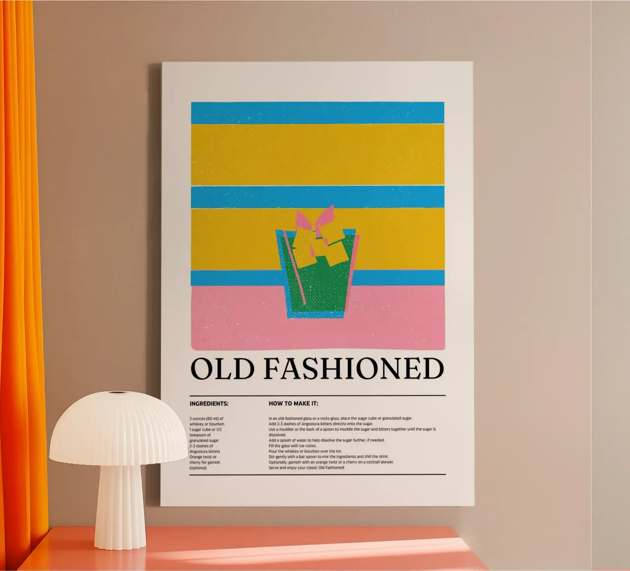 Old Fashioned Cocktail Recipe canvas with Floater frame by E Cannon