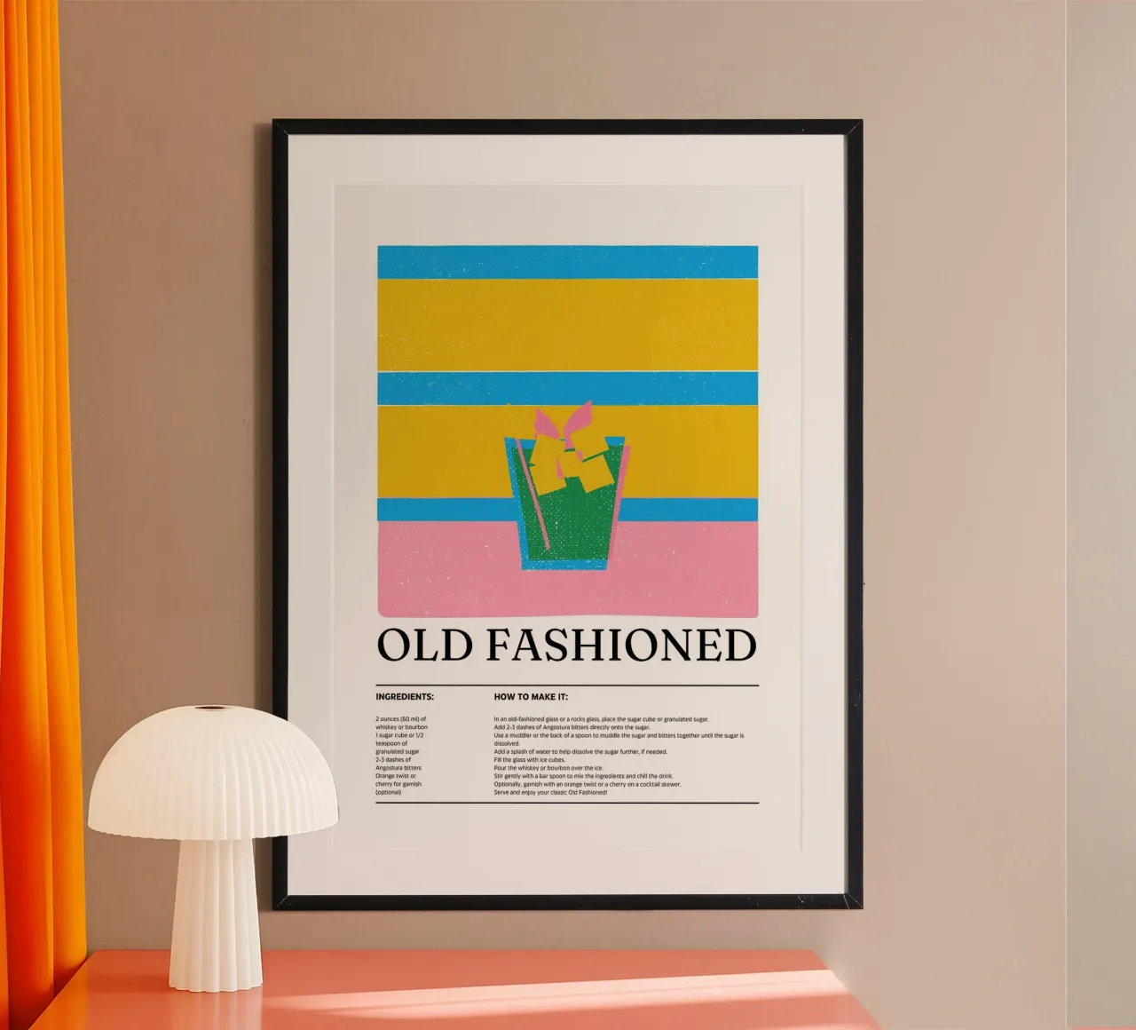Ricetta del cocktail Old Fashioned poster da E Cannon