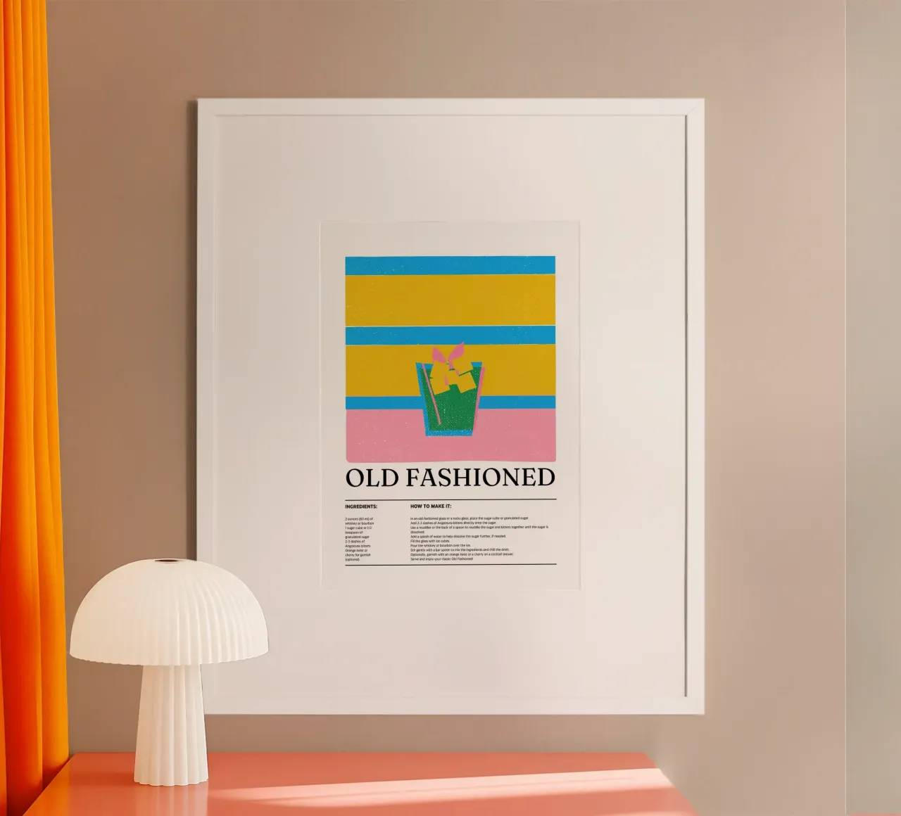 Ricetta del cocktail Old Fashioned poster da E Cannon