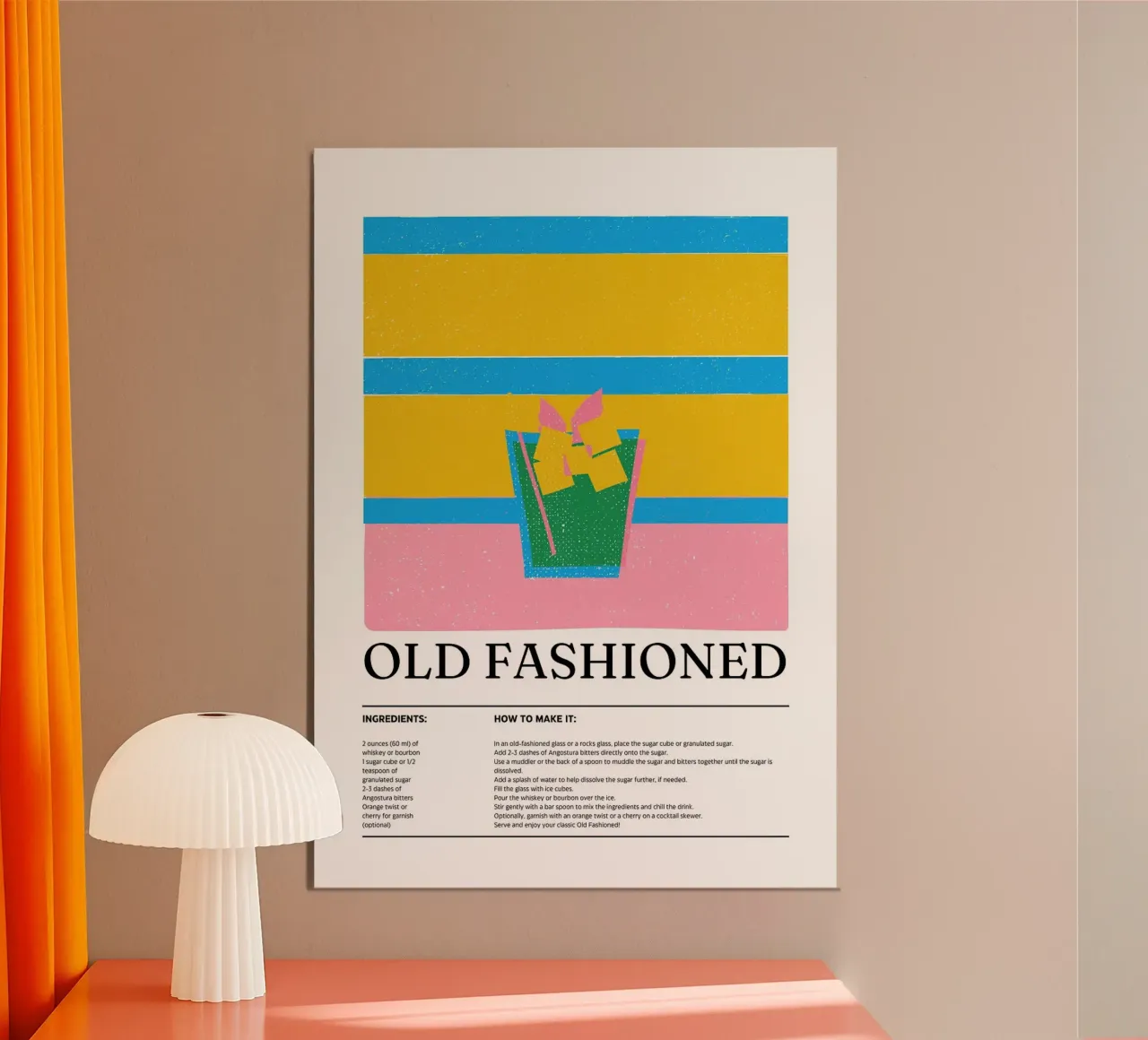 Ricetta del cocktail Old Fashioned poster da E Cannon