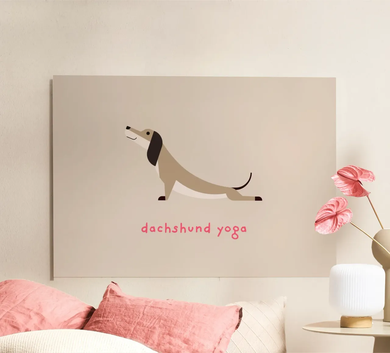 Dackel Yoga - upward facing dog alu-dibond by Carolin Vonhoff