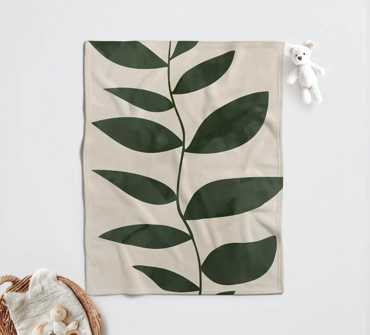 leaves greenery nature fleece blanket by Robert Wiesner