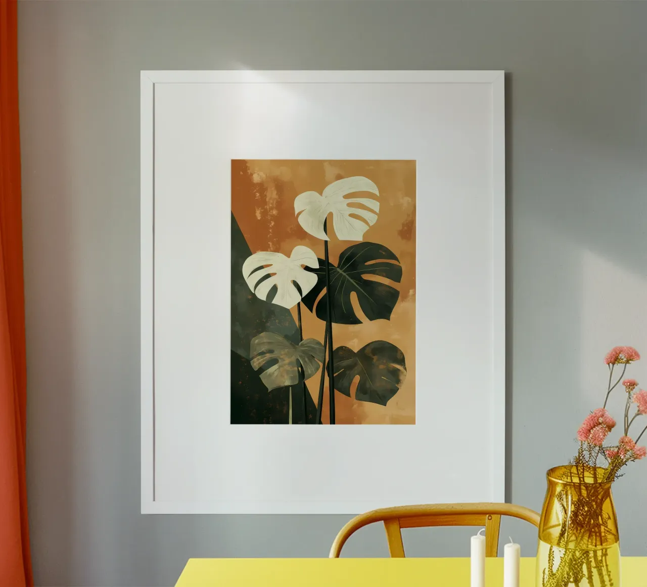 monstera tropicale foglie poster con telaio in legno da Robert Wiesner