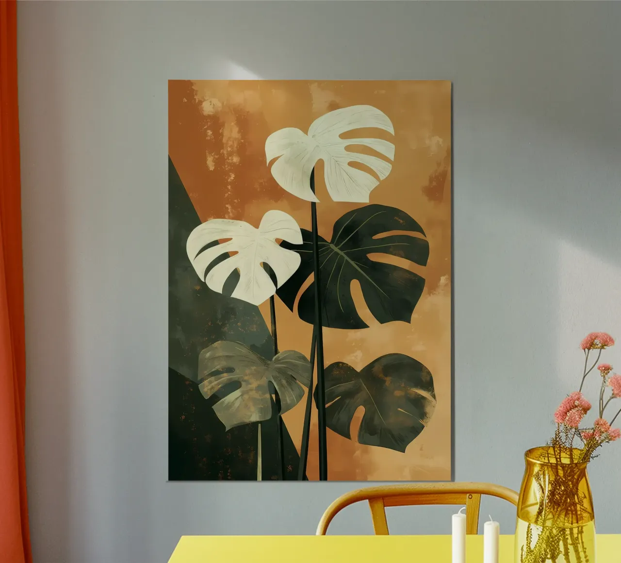 monstera tropicale foglie poster con telaio in legno da Robert Wiesner